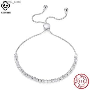 Bracelets de charme Rinntin 925 argent Sterling fait à la main italien diamant coupe Bolo 3mm bracelet de perles pour les femmes réglable élégant bijoux cadeau SB125 Q231025