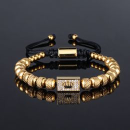 Bracelets de charme Bracelet de couronne royale romaine hommes en acier inoxydable géométrie Pulseiras ouvert réglable Couple bijoux cadeau 230307