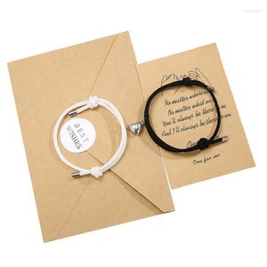 Pulseras de encanto Romántico 2 unids / set Corazón Pareja magnética Hombres Mujeres Clásico Negro Blanco Amantes emparejados Braclet Ajustable Braslet Nudo