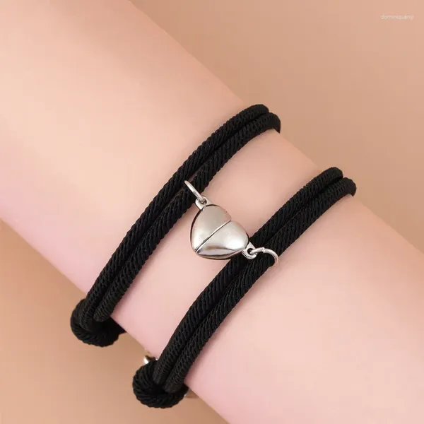 Bracelets de charme Couple romantique Coeur Magnétique Attirant pour les femmes Mignon Dinosaure Pendentif Bracelet réglable Amitié Bijoux Cadeau