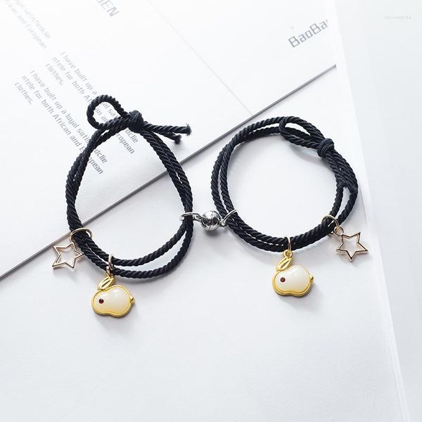 Bracelets porte-bonheur Couple romantique magnétique attirant pour femmes hommes 2 pièces mignon Animal pendentif Bracelet amitié bijoux cadeaux