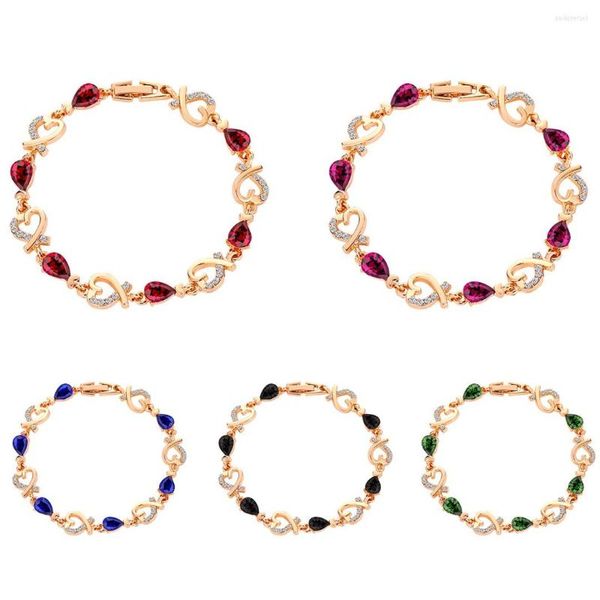 Bracelets porte-bonheur romantique creux coeur cristal Bracelet couleur or incrusté strass tempérament à la mode femmes bijoux