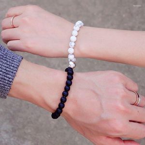 Bracelets de charme Bracelet de couple assorti romantique Vibrer Classique Yin Yang Braslet jumelé avec aimant Opale Naturelle Oeil de Tigre Perlé Braclet