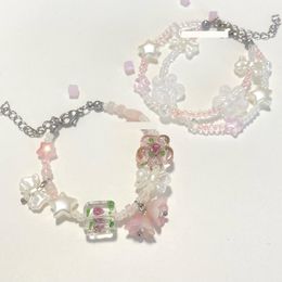 Bracelets de charme Monde romantique Bracelet de perles fait maison rose mignon étoile de mer arc Convallaria fille livraison directe Otxp3