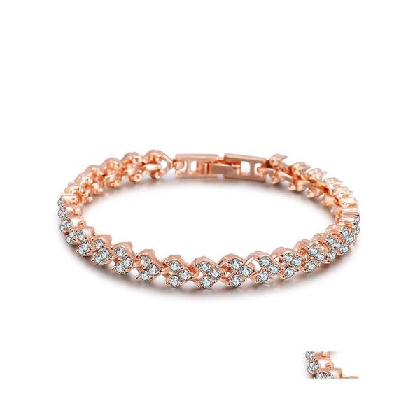 Bracelets de charme Rome Cristal Zircon Coeur Perles Tennis Bracelet Bracelet 3 Couleurs Chaîne Mariée Pour Femmes/Hommes Parti Bijoux Cadeau Drop Del Dhbvl