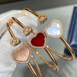 Bedelarmbanden rosé goud rood agaat witte fritillaria hartvormige armband voor dames mode voortreffelijk luxe sieraden feest cadeau 231218