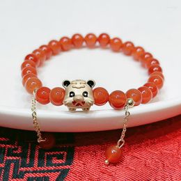 Charm Bracelets Rose Sisi estilo chino Lucky Bag ágata para mujeres Retro Tiger Year pulsera joyería mujer regalo chica