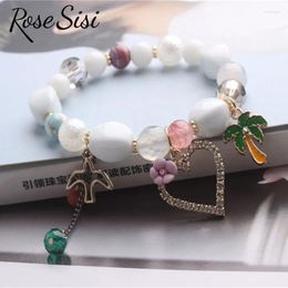 Bracelets de charme Rose Sissi European et American Holiday Style Love Pineapple Natural Stone Bracelet For Women Jewelry Shell Gift