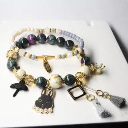 Bracelets de charme Rose Sisi Style japonais et coréen Ami perlé pour femmes bijoux ensemble femme fleur lune pendentif