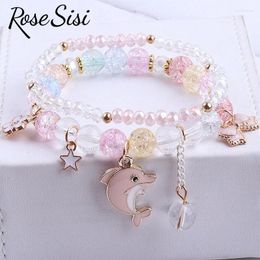 Bracelets de charme rose sissi japonais et coréen bijoux petite fille pour bracelet pour enfants cristal femelle mignon petite amie cadeau