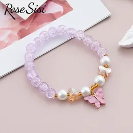 Bracelets de charme Rose Sissi japonais et coréen de style coréen bracelet de perle de fille