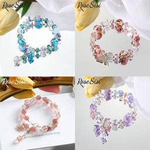 Bracelets de charme Rose Sisi Mode coréenne Bracelet en cristal d'été pour femmes Fishtail Verre Bijoux frais Femme