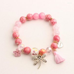 Bracelets de charme Rose Sisi Style bricolage coloré perle bracelet pour femmes libellule en forme de coeur gland pendentif dame bijoux femme