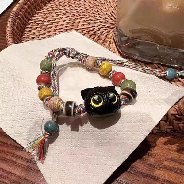 Pulseras de dijes con cuentas redondas de cerámica de ojos grandes viento frío hip-hop borlas joyería 40GB