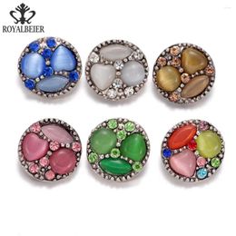 Bedel armbanden RoyalBeier 6pcs/Lot Multi Color Rhinestone Opal Round Metal Charms 18mm snapknop voor 20 mm armband sieraden KZ0361