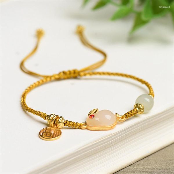 Bracelets de charme Ruifan plaqué or blanc fait à la main chaîne de corde jaune tressé bracelet tissé pour femmes bijoux de mode féminine YBR802