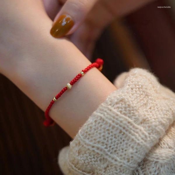 Pulseras con dijes Ruifan este año animal suerte cuentas chapadas en oro cadena de cuerda roja tejido trenzado hecho a mano para mujeres joyería de moda YBR790