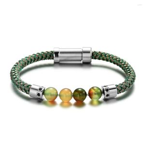 Bracelets de charme Ruimo Fil d'acier inoxydable de style naturel et perle de pierre détachable vert créatif bricolage bracelet de bijoux en métal pour hommes
