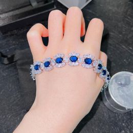 Charm Armbanden RUZZALLATI Met Sprankelende Blauwe Zirconia Trendy Bruiloft Engagemen Bangler Partij Sieraden Geschenken