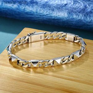 Bedelarmbanden S925 Sterling Zilver Eenvoud Armband Heren Europese en Amerikaanse stijl Wilg Nagelmode Hiphop Straat Damesaccessoire Q231025