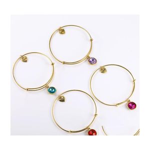 Bedelarmbanden verkoop geboortestone vintage goud uitbreidbare draad liefde armband armbandbanden voor vrouwen diy bangle vriend verjaardagscadeaus 3631 q dhit2