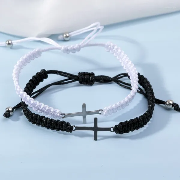 Pulseras de encanto Sansango 2 unids / set Cruz de moda Pulsera trenzada ajustable hecha a mano para mujeres Hombres Joyería Parejas Regalo afortunado