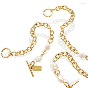 Bracelets de charme SDA géométrique carré marque simple bracelet de perles d'eau douce femmes titane acier handwear bijoux en gros OT