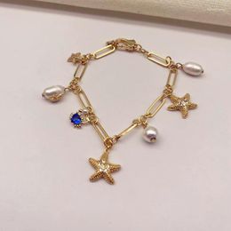 Bracelets porte-bonheur animaux de mer bracelet à breloques pour femmes étoile de mer crabe perle vacances d'été plage bijoux mignon Kawaii