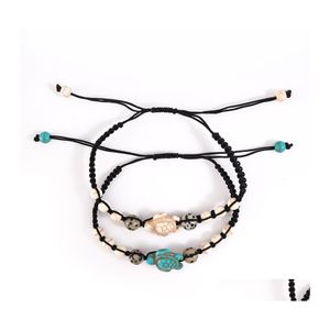 Bedelarmbanden zeeschildpad kralen voor vrouwen mannen 2 kleuren natuursteen streng elastische vriendschap armband strand sieraden geschenken drop del ot8fb