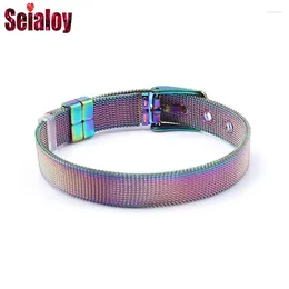 Bracelets Charm Sealoy 10 mm de alta calidad acero inoxidable Colorido Mesh Mesh Store Strap Bangle para mujeres Joyería de niña de moda