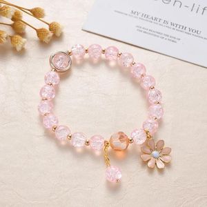 Bedelarmbanden verkoper bloem kristallen armband voor vrouwen roze zonnebloem zus Ladybro Student Jewelry Little Daisy