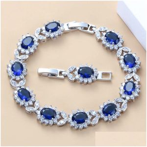 Bedelarmbanden verkopen blauw zirkoon sier kleur overlay armband gezondheid mode sieraden voor vrouwen doos SL45 221028 drop levering dhcql