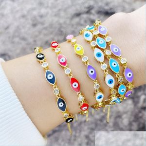 Bedelarmbanden verkopen Boheemse stijl email Ovaal Evil Eye Charm Bracelet sieraden voor vrouwen cadeau drop levering armbanden dh7lk