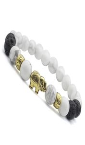 Bracelets de charme vente de mode éléphant fait à la main 8mm blanc Turquoise perles de pierre naturelle Bracelet1526943
