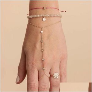 Pulseras de encanto Venta de moda Joyería de mujer Venta al por mayor 5A Cubic Zirconia Cz Chispas Lindo Encantador Corazón Pulsera Esclavo Entrega de gotas OTLBS