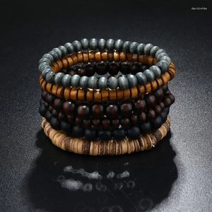 Bracelets de charme - Seenseurs multicouches Bouddha Boule de perles de perle rétro en bois réglable en bois réglable