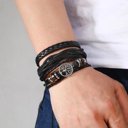 Bedelarmbanden set van 3 zwarte handgemaakte geweven pu lederen armband voor heren dames multi-pack mode vintage gevlochten armband als verjaardagscadeau