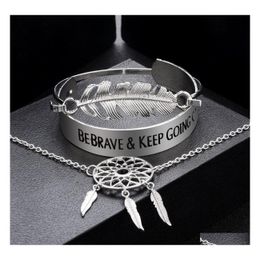 Charme Bracelets Ensembles Vintage Big Metal Femmes Lettres Bebrave Keep G Bracelets Bijoux Cadeau Dreamcatcher Bracelet Set Drop Delivery Earr Dhvp9