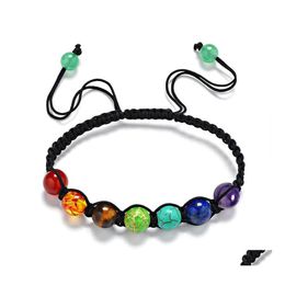 Charmarmbanden zeven chakra's armbanden mode vulkaan steen geweven armband sieraden 4 stijlen puimenergie stenen bangle 6/8/10 mm dhtsj