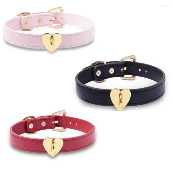 Bracelets de charme Collier en cuir rose sexy Collier ras du cou coeur pêche mignon adulte cosplay personnalisé bijoux de cou mode polyvalent