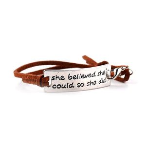 Charm Bracelets She Believed Cod So Did Inspirational Word Charms Tressé Bracelet En Cuir Pour Femmes Hommes Bijoux Incroyable Grace Cadeaux D Dh8Lq