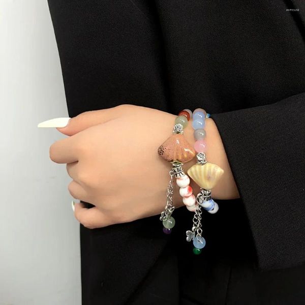 Pulseras de encanto Shell Pulsera con cuentas para mujeres Niñas Mariposa Colgante Japonés Dulce Lindo Joyería de moda Regalo de cumpleaños