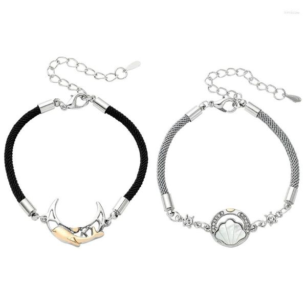 Bracelets porte-bonheur coquille soleil baleine lune Bracelet pour hommes femmes bijoux haut de gamme Zircon corde unisexe amant anniversaire cadeau
