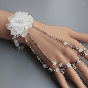 Pulseras con abalorios, brillantes, Sexy, con cuentas, diamantes de imitación, flores, princesa, niña, guantes, fiesta de baile, actuación, pulsera de cadena para mujer