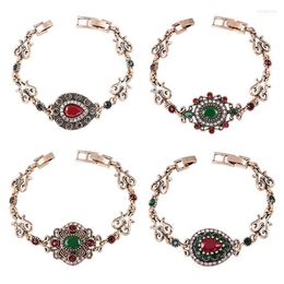 Charme Bracelets Brillant Couleur Strass Bracelet Femmes Glamour Rouge Vert Résine Vintage Antique Or Turc Bijoux1 Inte22