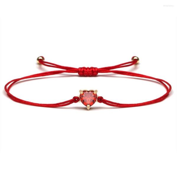 Braceletas Charmetas brillantes Red Cúcico Cúcico Cristal Copper Copia Pulsera de corazón Mujeres Amantes 2023 la mayoría de las piedras CZ Luce Protect Jewelry