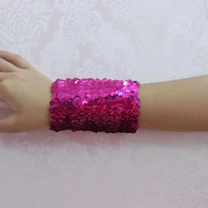 Pulseras de encanto Pulsera de lentejuelas brillantes Puños brillantes para mujeres Niñas Elástico Cosplay Danza Fiesta Props Favores