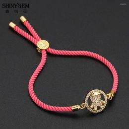 Bracelets porte-bonheur ShinyGem 15 21mm garçon plaqué or Micro incrustation Zircon connecteur réglable tresse corde chaîne à la main pour les femmes