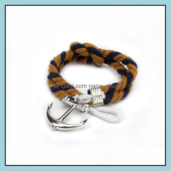 Bracelets porte-bonheur Sier Anchor Hooks Bracelet Hommes Risers en cuir pour femmes Hommes Amitié Nanashop Drop Delivery 2021 Bijoux Nanashop Dhvyr