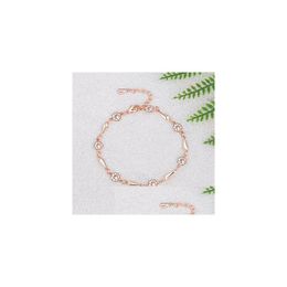 Pulseras con dijes Pulsera Sier Nueva mujer Joyería de moda Alta calidad Retro Flor simple DIY Oro Rosa Oro Gota Entrega Dhxlu